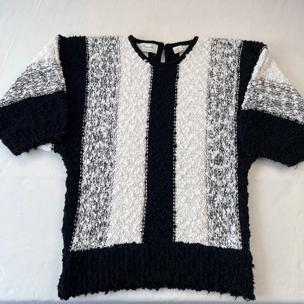 Margules Vintage Women's Short Sleeve Black White 80's Shirt Sweater Size Small
